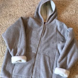 Gray hooded fleece jacket, heavier weight